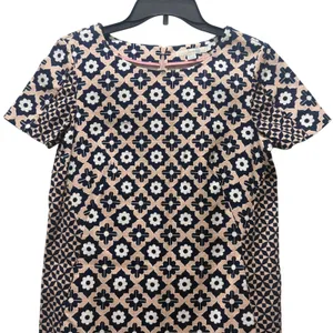 Boden Women's Dress Geometric Floral Print Short Sleeve Lt Pink‎ Navy Size 6 thumbnail 2
