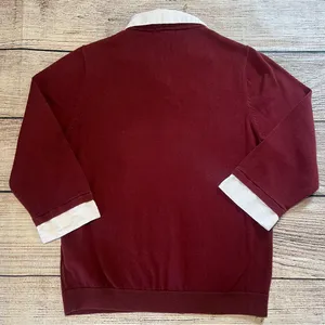 Vintage 90s Academia Sweater‎ Top Womens Small Red Knit Preppy Fall Collared Y2k thumbnail 8