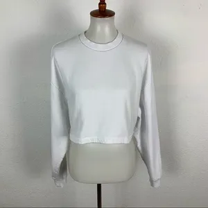 Asos Womens Small‎ White Long Sleeve Crop Sweatshirt Y2K Streetwear thumbnail 7