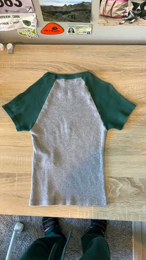 Pull & Bear Two-Tone Grey and Green Italy Baby Tee thumbnail 2