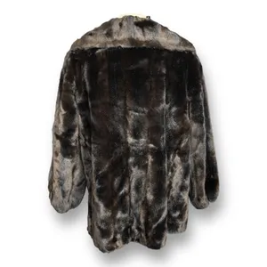 Vintage 60s Tissavel Faux Mink Swing Coat Dark Brown Plush XL Glam Winter‎ thumbnail 5