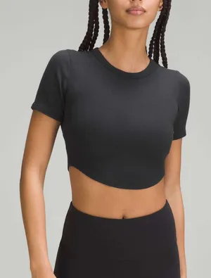 Lululemon Crop Top hold tight modal ribbed womens Black (size 8) athleisure gym thumbnail 1