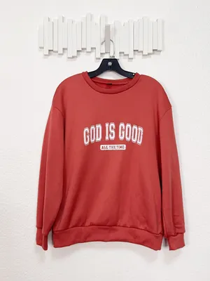 God Is Good All The Time Christian Faith Graphic Fleece Crewneck Sweatshirt thumbnail 2
