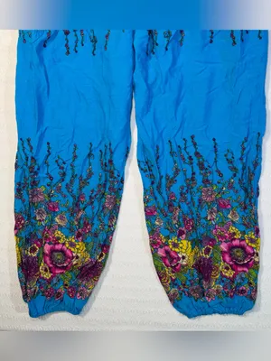 Womens Boho Harem Wide Leg Drop Crotch Palazzo Pants Size S Hippie Artsy thumbnail 4