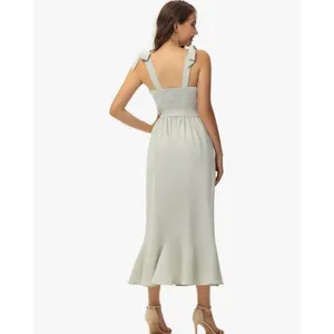 NEW Green Tie Straps Maxi Formal Party Dress with Slit XL NO BELT thumbnail 3