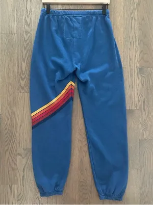 Aviator Nation Stripe Sweatpants in Ocean Blue with Red, Orange, Yellow Large thumbnail 4