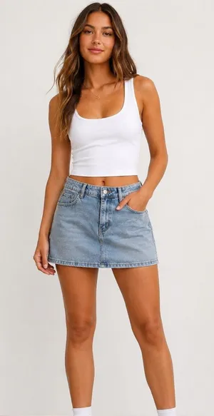 Denim Mini Skirt Blue Size M thumbnail 1