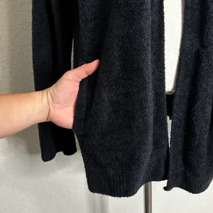 Barefoot Dreams Cozychic Lite Black Open Front Soft Sweater Cardigan, Sz Large thumbnail 5