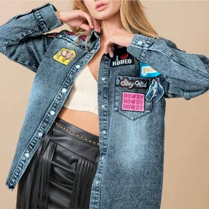 *NEW* blue b. Patch Denim Jacket Size L thumbnail 1