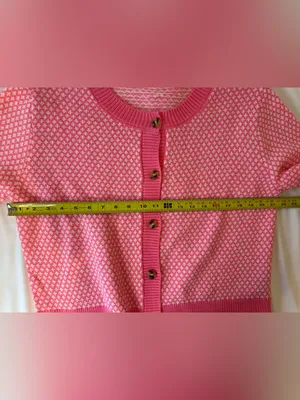 SHEIN Hot Pink Patterned Button-Up Cropped Cardigan thumbnail 3