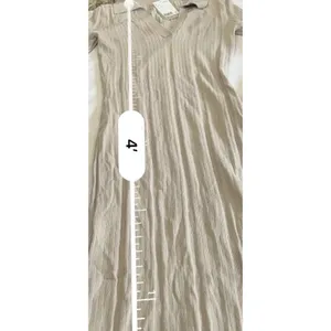 H&M NWT Rib Knit Dress Women's M Beige Tan V Neck Collared Bodycon Midi thumbnail 15