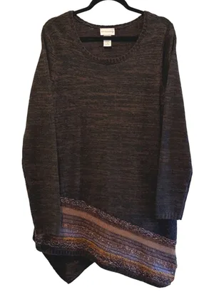 Soft Surroundings Women's Sweater Tunic Asymmetrical Hem Knit Brown Size M‎ thumbnail 1