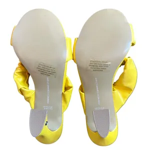 NEW French Connection Yellow Ruched Vegan Leather Heeled Sandals – Size 9 thumbnail 7