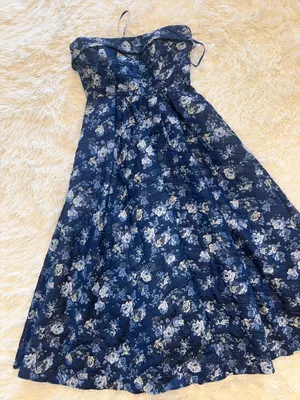 NEW MAC DUGGAL floral strapless brocade midi dress blue multi sz 8 thumbnail 5