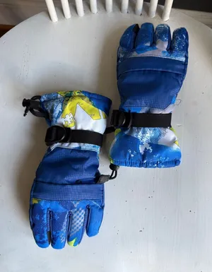 New Blue and Yellow Winter Ski Gloves with Adjustable Straps and Fleece Lining thumbnail 1