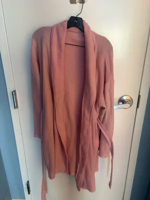 Women's Pink Fleece Long Sleeve Belted Shawl Collar Robe thumbnail 5