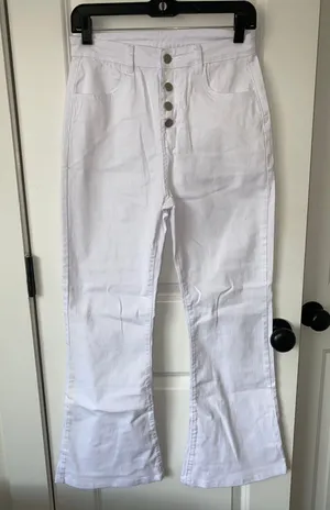 SheIn White High Waisted Jeans thumbnail 3