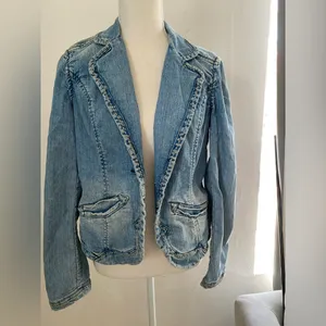 Vintage y2k boho coastal cowgirl Light Blue Jean Jacket size M thumbnail 3