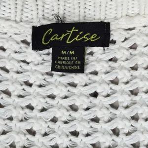 Cartise Womens Medium Cream Cotton Knit Crochet Button Front Cardigan Duster‎ thumbnail 4