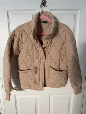 Quilted Lightweight Jacket in Beige - Women's Cozy Short Coat wild fable small thumbnail 1