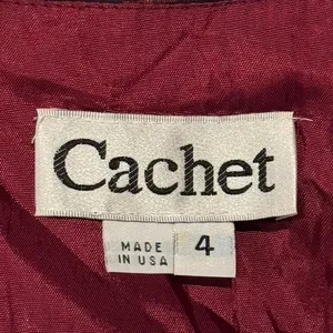 Vintage Cachet Dress Prom Hoco Gown 90s Formal Empire Dark Romance Burgundy Sz 4 thumbnail 3