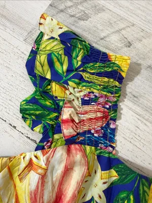 FARM Rio Caipirinha Mini Dress Tropical Fruit Flutter Sleeve Size Large thumbnail 5