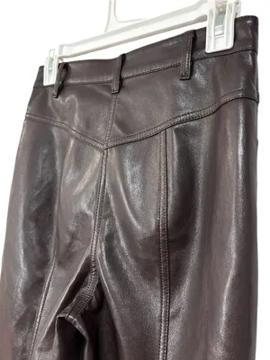 Wilfred Chocolate Brown Faux Leather Straight Leg Trouser Pants Size 4 Womens thumbnail 6