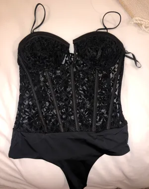 Superdown Black Lace Corset Bodysuit thumbnail 3