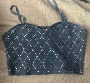 jean crop top Blue thumbnail 1
