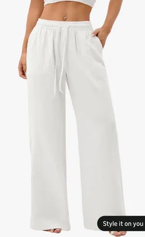 White linen wide leg pants Size petite L thumbnail 1