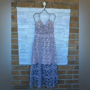 ELLIATT S Lilac Blue Lace Midi Dress Whimsigoth Cocktail Quiet Luxury thumbnail 3