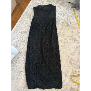 Lulus Ravishing Appeal Black 3D Floral Applique Strapless Maxi Dress Size XL NWT thumbnail 4