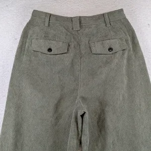Madewell Corduroy High-rise Tapered Pants Womens 6‎ Olive Green Pleated NG506 thumbnail 8