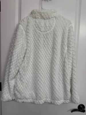 Simply Southern White Plush Sherpa Quarter Zip Pullover Women’s Medium thumbnail 7