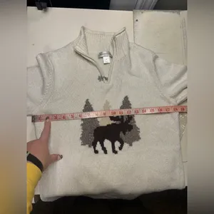 Vintage Christopher & Banks Moose Knit 1/4 Zip Cozy Sweater Size Medium Cottage thumbnail 2