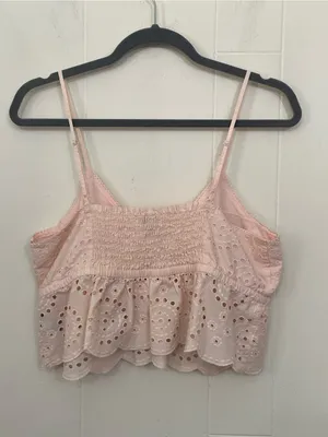 Aerie Eyelet Ruffle Tank Top Size XL Soft Pink Coquette Girl Cottage Feminine thumbnail 5