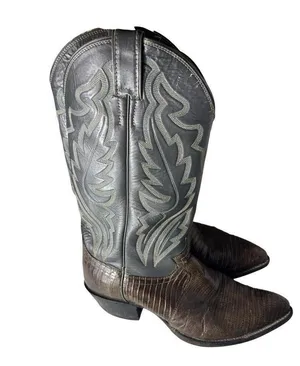 Justin Iguana Lizard Grey Western Cowboy Boots Size 8.5 thumbnail 4
