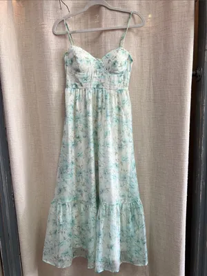 Floral Spaghetti Strap Corset Midi Dress Medium thumbnail 6
