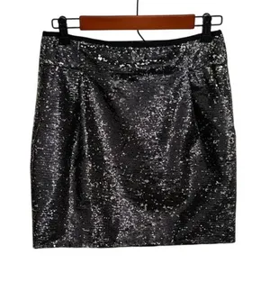 J. Crew Black Sequin Cocktail Mini Skirt Party Festive Event Size 2 thumbnail 1