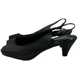 Comfortview Women’s Slingback Heels Open Toe Black Snake Embossed Size 9.5 WIDE thumbnail 9