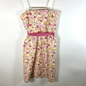 Vtg Lilly Pulitzer Pink Waist Ribbon‎ Tie Floral Lace Strapless Dress EUC Size 4 thumbnail 8