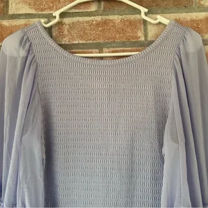 Anthropologie Balloon Sleeve Smocked Top Blouse Women’s Small S Purple thumbnail 3