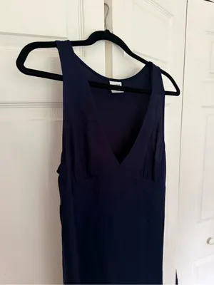 Aritzia Sunday Best Theo Dress Navy Blue V-Neck Mini Fit & Flare Dress Medium thumbnail 5