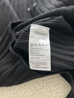 Quince Stretch Ribbed Organic Cotton Cashmere Long Sleeve Bodysuit Black Size S thumbnail 12
