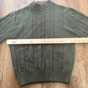 VTG 80s Olive Green Fisherman Knit Sweater USA Union‎ Made Womens M Chunky Knit thumbnail 5