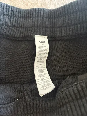 Alo Scholar Sweatpants Straight Leg Heavy Knit Black thumbnail 2