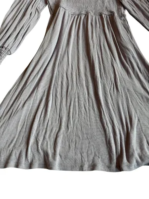 Three Bird Nest Purple Flowy Dress Smocked Long Sleeve Stretchy Size Medium thumbnail 2