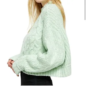 Free‎ People Carousel Mint Green Knit Long Sleeve Cropped Sweater Size XS thumbnail 2