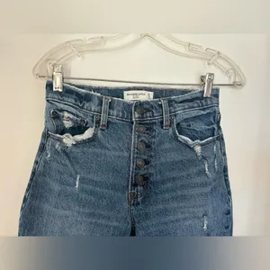 Abercrombie Fitch The Mom High Rise Jeans Size 4S Short Distressed thumbnail 3