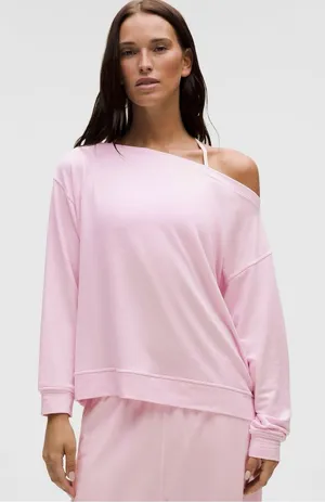 Lululemon becalm oversized boatneck long sleeve sweatshirt NEW NWT pink bllp thumbnail 1